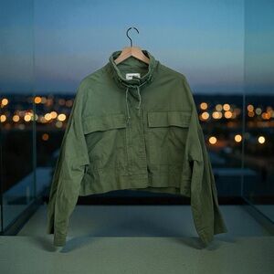 Vigoss Women’s Green 100% Cotton Oversized Fit Utility Jacket Size M